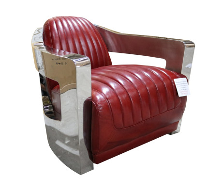 Vintage leather armchair red genuine leather retro armchair design club chair aviator