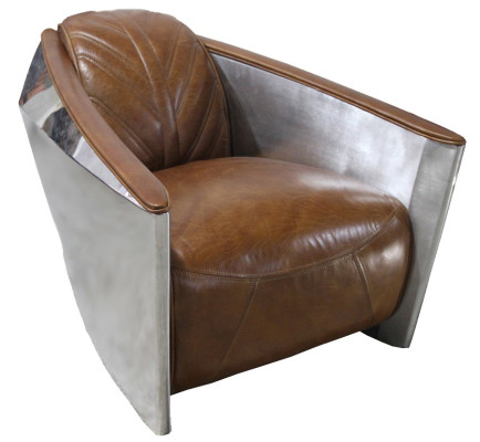 Leather aircraft airplane aviator armchair lounge chair cocktail chair vintage