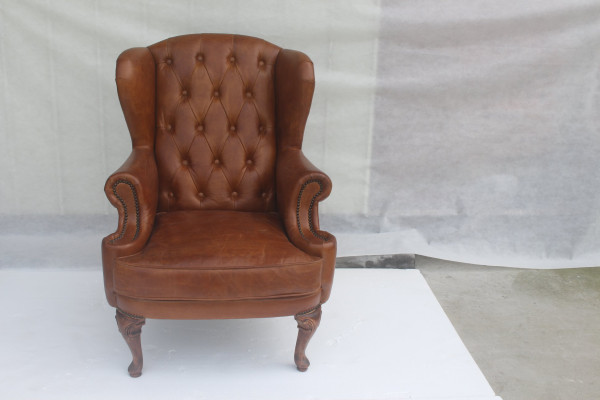 Chesterfield Leather Armchair Wing Chair Vintage Club Chair Executive Chair Wing Chair