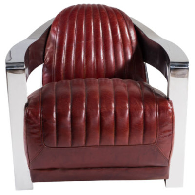 Vintage Aviator Pilot Chair Vintage Distressed Red Real Leather