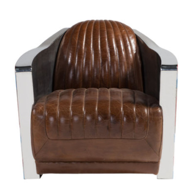 Union Jack Aviator Retro Club Chair Brown Leather Vintage Armchair Furniture