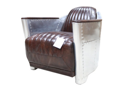 Genuine leather design vintage chrome chair design armchair aircraft aviator leather