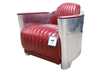 Genuine leather Alu Armchair Cognac aircraft chair Aviator armchair new