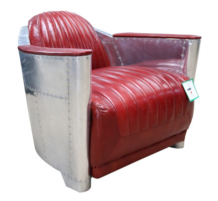 Genuine leather Alu Armchair Cognac aircraft chair Aviator armchair new