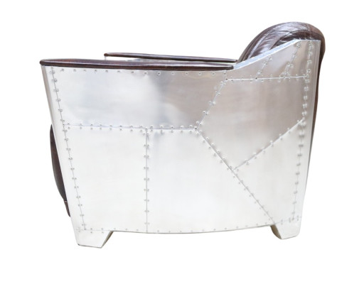 Genuine leather design vintage chrome chair design armchair aircraft aviator leather