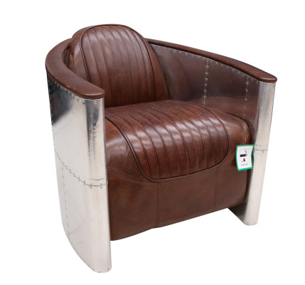 Leather armchair Aviator club chair Art Deco cocktail chair TV chair