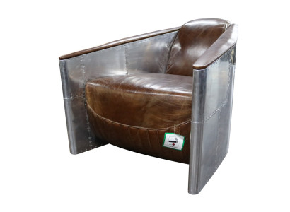 Aviator Sofa Armchair Genuine leather Couch club Lounge Vintage Aluminum Airplane Retro