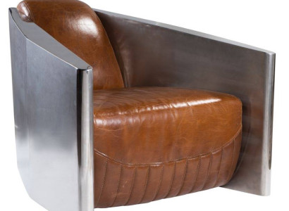 Vintage leather armchair brown genuine leather retro armchair design club chair