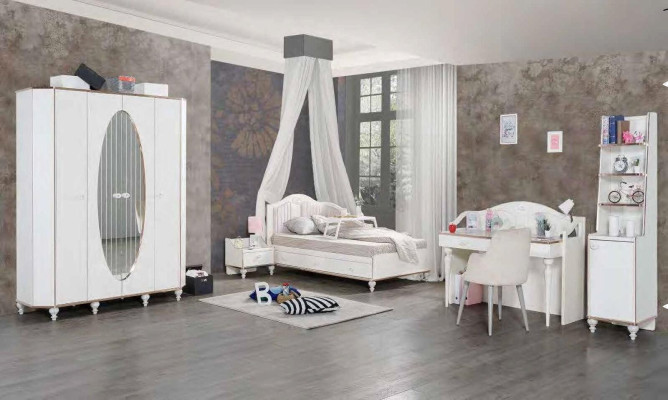Bed Wardrobe Bedside table Desk Bookshelf Youth Room 5-piece set
