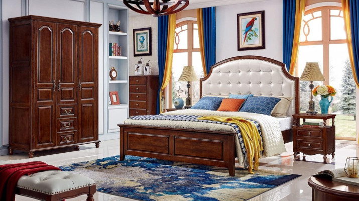 Bedroom Set Bed 2x Bedside tables Wardrobe Classic 4-piece.