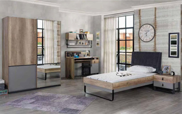 Complete Youth Room Childrens room Set Table Bed Wardrobe Bedside table 4pcs