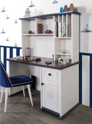 Bedroom Childrens room Set Modern Wardrobe Chest of drawers Table Wood White new 5pcs.