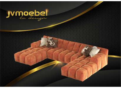 Design Chesterfield Velvet Modern Corner sofa U-shape Living landscape upholstered corner new