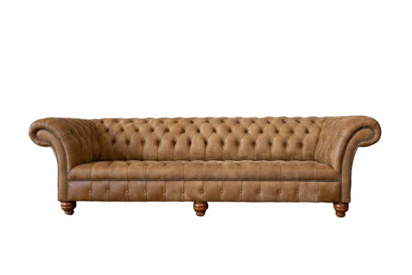 Sofa 4 Seater Chesterfield Upholstery Living room Design Luxury Wood new