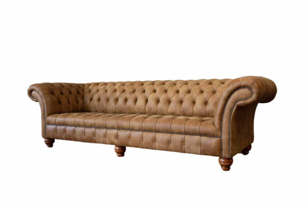 Sofa 4 Seater Chesterfield Upholstery Living room Design Luxury Wood new