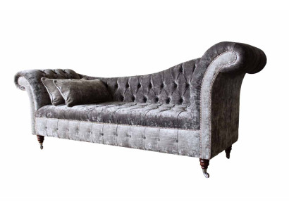 A Luxurious, Classic s Chesterfield style sofa in a rich silver tone