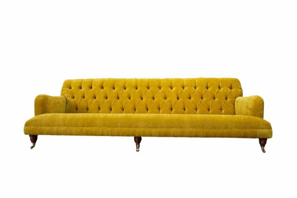 Design Chesterfield Chesterfield Textile Yellow 5 Seater Couch Upholstery new