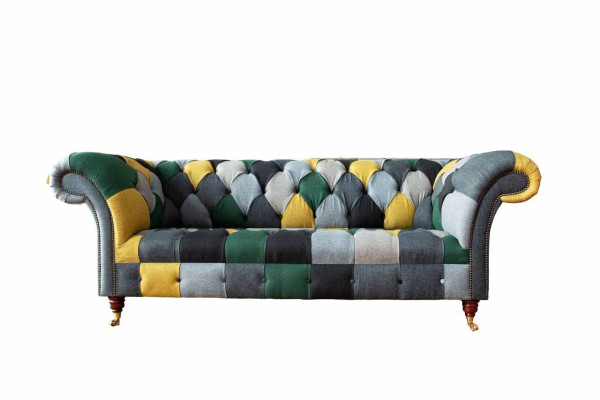 Classic Design Chesterfield Fabric Sofa 3 Seater Seat Couches Sofas Upholstery