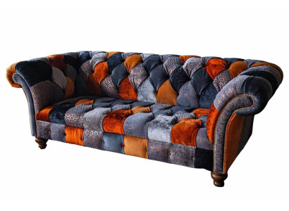 Chesterfield 3 Seater Sofa Couch Textile Velvet Luxury Upholstery Seat Big Velvet