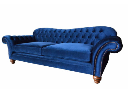 Three Seater Sofa 3 Seater Sofas Blue Fabric Living room Luxury Seat xxl big