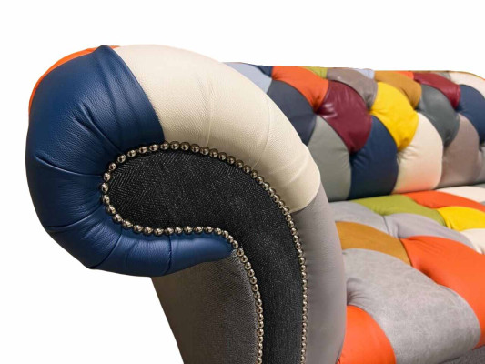 Chesterfield 3 Seater Fabric Design Couch Upholstery Textile Modern Sofa new