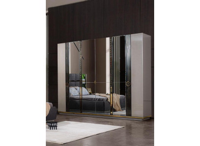 Wardrobe Modern Wooden Wardrobe with Mirror Gray