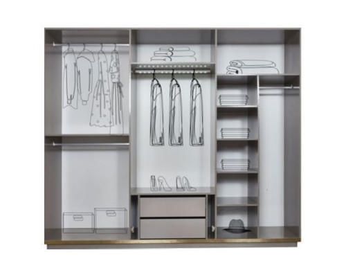 Wardrobe Modern Wooden Wardrobe with Mirror Gray