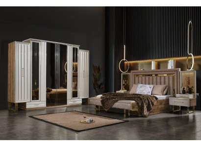 Complete e bedroom furniture Double bed Bed Bedside tables Beige 4 pieces