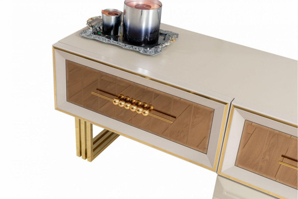Wall unit TV-cabinet Lowboard Sideboard TV Stand Wall Cabinet Beige Modern