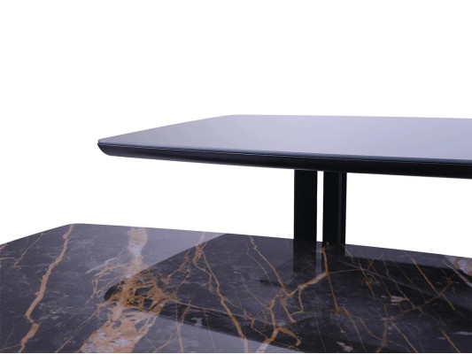 Black Furniture Living room Complete Coffee table with side table luxury