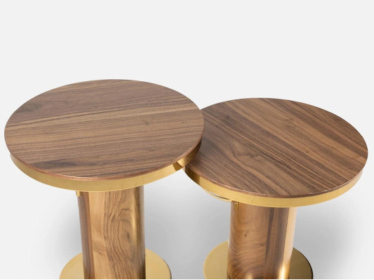 2x Round Side Table Brown Living room Coffee table Design Modern