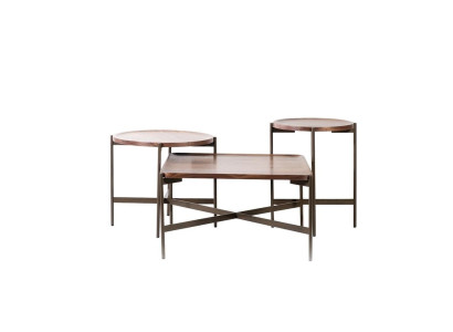 Living room Set 3pcs Modern Furniture Coffee table with 2x Side table Design