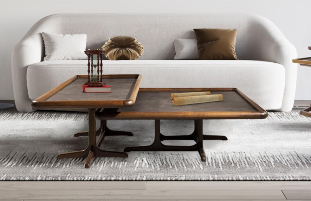 Chic set of 2x square coffee table set for living room modern