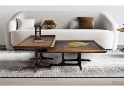 Chic set of 2x square coffee table set for living room modern