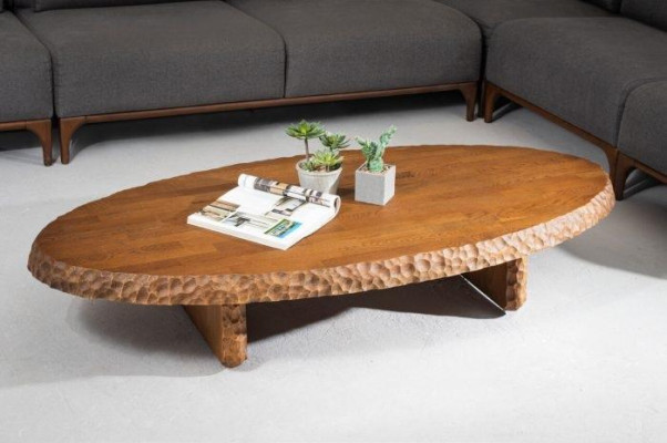 Stylish coffee table with wooden top in light brown color modern