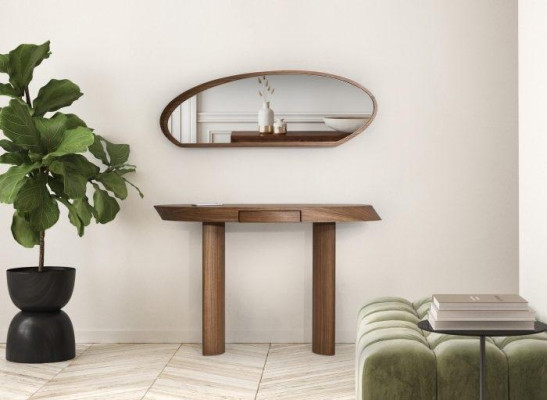 Modern Living room Set Consists of Wood Console table and Mirror 2pcs.