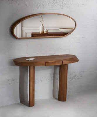 Modern Living room Set Consists of Wood Console table and Mirror 2pcs.