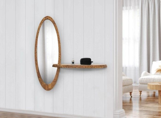 Stylish shelf for the hallway with mirror novelty for your interior