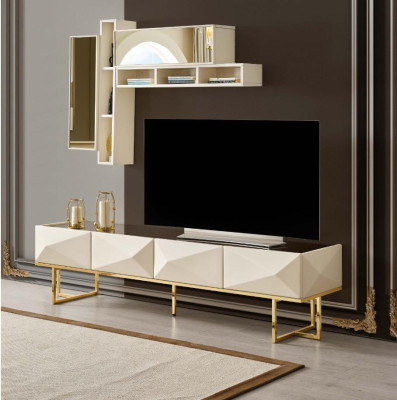 Sideboard TV cabinet Lowboard Wall unit TV stand Wardrobe Wood Beige shelves