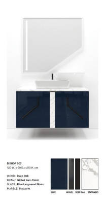 Blue he Bathroom cabinet Bathroom furniture Shelf Bathroom cabinet Wooden shelves