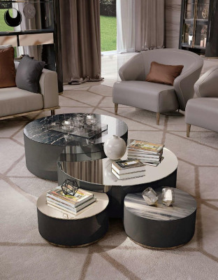 Coffee table Living room Sofa Designs Italian Furniture Bizzotto stainless steel Round