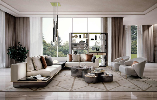 Coffee table Living room Sofa Designs Italian Furniture Bizzotto stainless steel Round