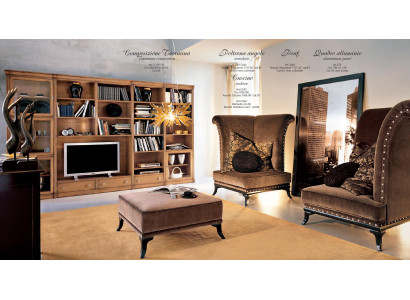 Luxury set 3 pieces. Design 2x Armchair Stool Wood Living room set Furniture Sofa Couch new