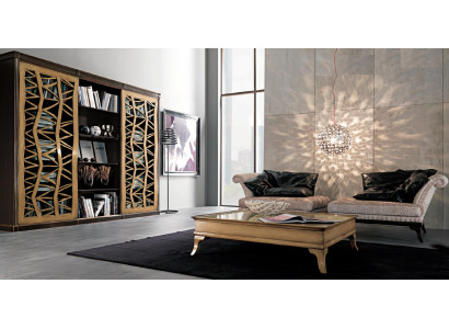 Living room Set Wall Units Furniture 2х Armchair Coffee table Wood 3pcs Luxury Italy new
