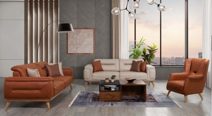 Living room designer seating furniture sofa sets 3-seater upholstered armchair 3-piece