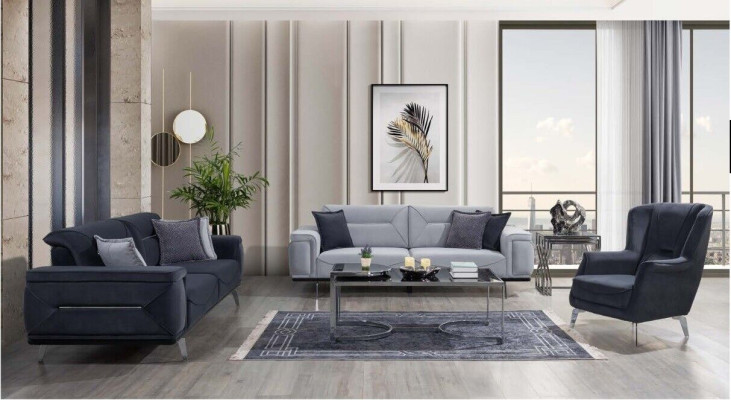 Gray living room sofas designer couches 3-seater luxury one-seater armchair