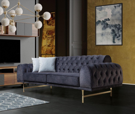Blue three-seater luxury 3-seater couch living room 3-seater upholstered sofas
