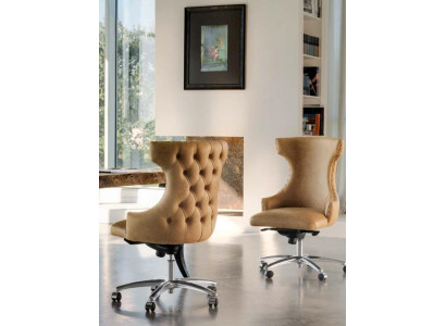 Office chair Wood Chef Armchair Chesterfield Italy Furniture Brown Swivel Brown new