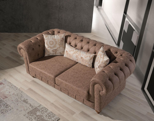 Stylish brown Chesterfield two-seater designer 2-seater couch
