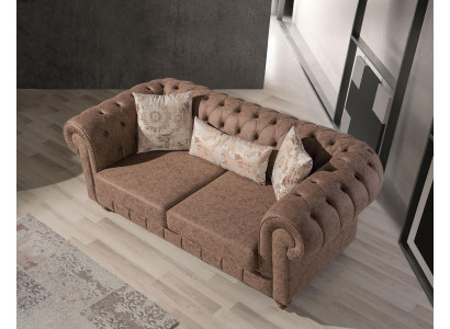 Stylish brown Chesterfield two-seater designer 2-seater couch